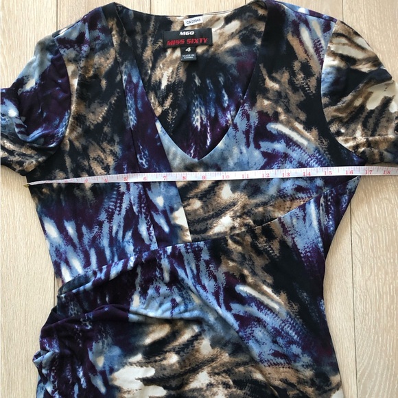 M60 Miss Sixty V Neck Faux Wrap Bodycon Dress Size 4 - Picture 4 of 14